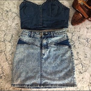 Silence + Noise Retro Acid Wash Denim Mini Skirt 2